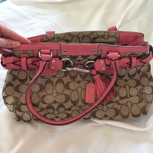 Perfect condition Signature Coach pink & tan purse